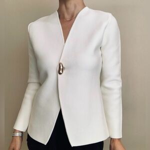 Zara White/Ivory Knit Blazer Cardigan Size Small Gold Button New